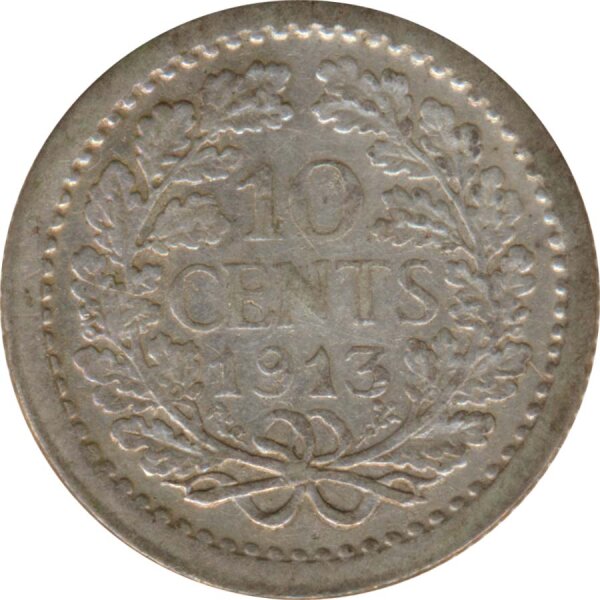 Niederlande 10 Cents 1913 Wilhelmina Silber*