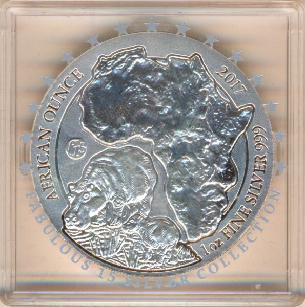 Ruanda 2017 Nilpferd Fab15 1 Oz Silber*
