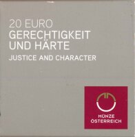 &Ouml;sterreich 20 Euro 2017 Gerechtigkeit und H&auml;rte Silber im Etui*