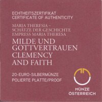 &Ouml;sterreich 20 Euro 2018 Milde und Gottvertrauen Silber im Etui*