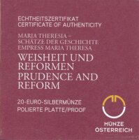 &Ouml;sterreich 20 Euro 2018 Weisheit und Reformen Silber im Etui*