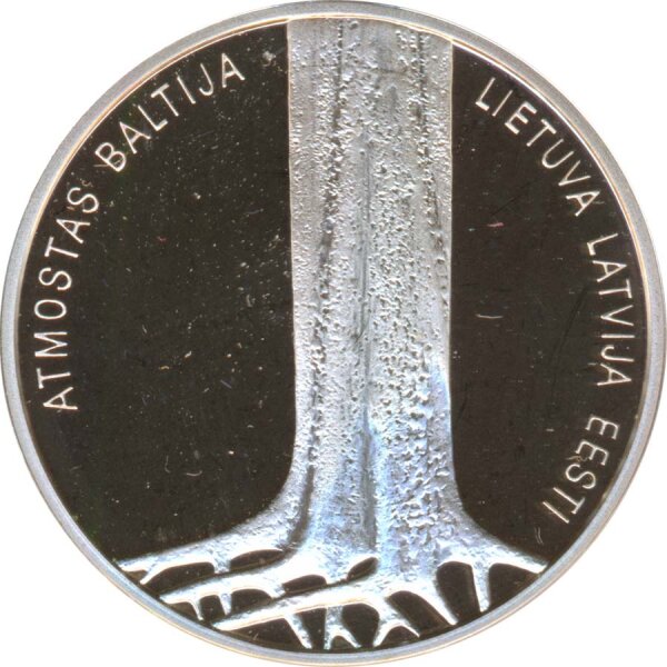Lettland 5 Euro 2014 - 25 Jahre Baltischer Weg Farbm&uuml;nze Silber im Etui*