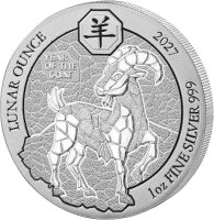 Ruanda 2027 Jahr der Ziege 1 Oz Silber