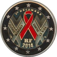 Frankreich 2 Euro 2014 - Welt Aids Tag  PP Farbe im Etui*