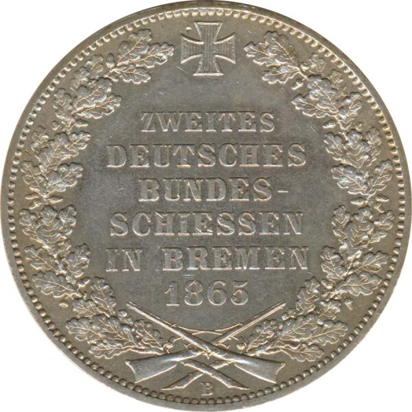 Bremen 1 Taler 1865 B Zweites deutsches Bundesschießen Silber*
