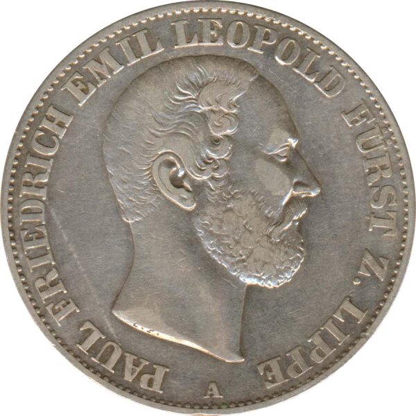 Lippe 1 Taler 1866 A Paul Friedrich Emil Leopold Silber*
