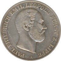 Lippe 1 Taler 1866 A Paul Friedrich Emil Leopold Silber*
