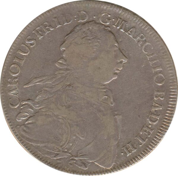Baden 1 Taler 1765 SW Karl Friedrich Silber*