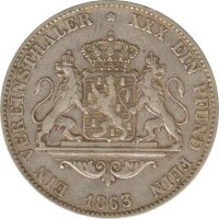 Nassau 1 Taler 1863 Adolph Silber*
