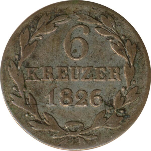 Nassau 6 Kreuzer 1826 Wilhelm I. Silber*
