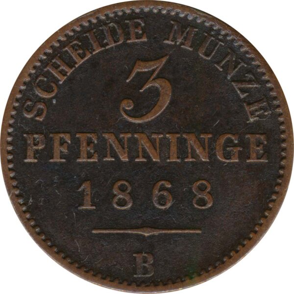 Preussen 3 Pfennig 1868 B Wilhelm I*