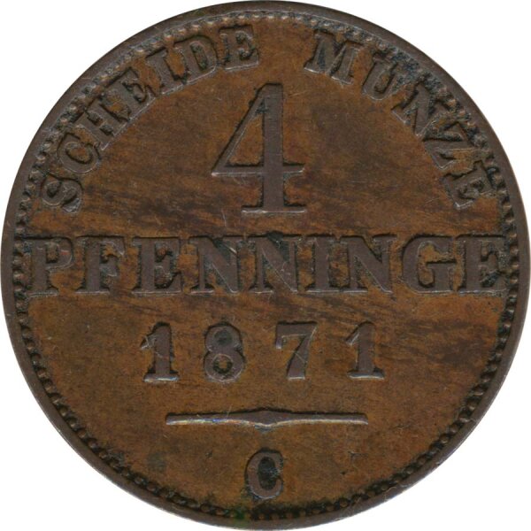 Preussen 4 Pfennig 1871 C Wilhelm I*
