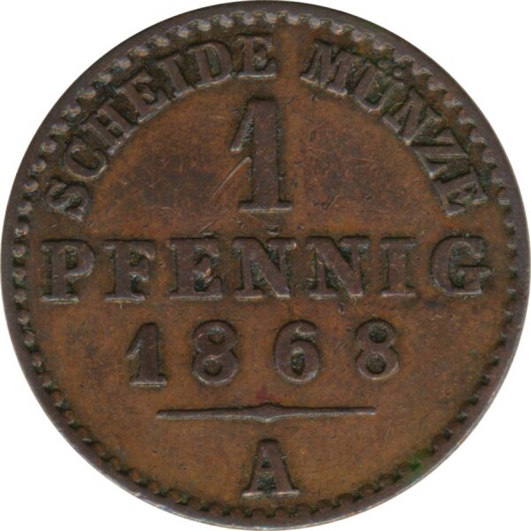Reuss ältere Linie 1 Pfennig 1868 A Heinrich XXII*