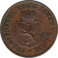 Reuss ältere Linie 1 Pfennig 1868 A Heinrich XXII*