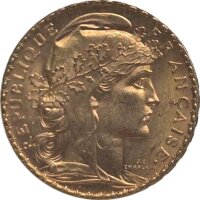 Frankreich 20 FFR 1908 3. Republik Gold