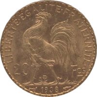 Frankreich 20 FFR 1908 3. Republik Gold