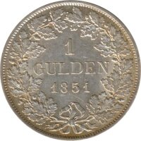 Baden 1 Gulden 1851 Leopold Silber*