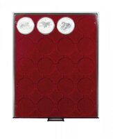 Lindner M&uuml;nzbox 2943 - rund - Rauchglas / dunkelrote...