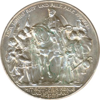 Preussen 3 Mark 1913 100 Jahre Sieg ber Napoleon Silber*