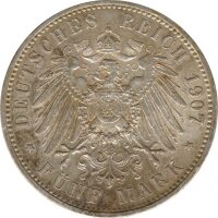 Preussen 5 Mark 1907 A Wilhelm II Silber*