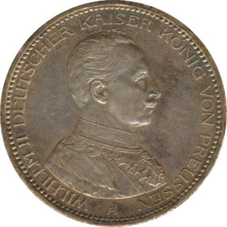 Preussen 5 Mark 1914 A Wilhelm II in Uniform Silber*