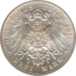 Wrttemberg 3 Mark 1911 Silberne Hochzeit Silber*