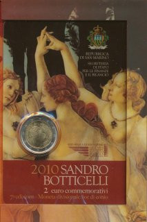 San Marino 2 Euro 2010 Sandro Botticelli im Folder*