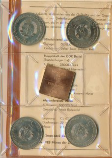 DDR Satz aus 4x 5 Mark 1987 A 750 Jahre Berlin verschweisst im orig. Etui*