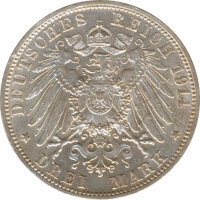Baden 3 Mark 1914 G Friedrich II Silber*