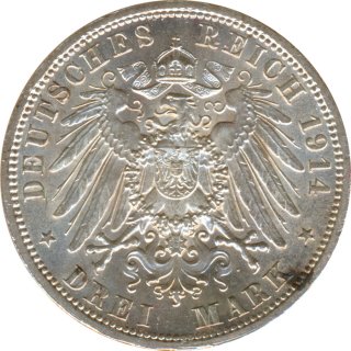 Anhalt 3 Mark 1914 A Silberne Hochzeit Silber*