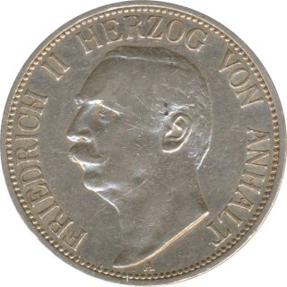 Anhalt 3 Mark 1909 A Friedrich II Silber*