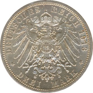 Preussen 3 Mark 1913 A 25. Regierungsjubilum Silber*