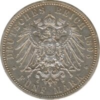 Preussen 5 Mark 1895 A Wilhelm II Silber*