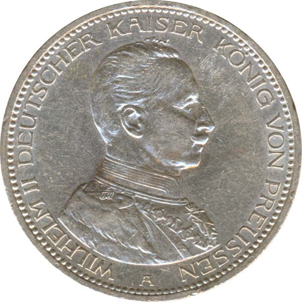 Preussen 5 Mark 1913 A Wilhelm II in Uniform Silber*