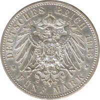 Preussen 5 Mark 1913 A Wilhelm II in Uniform Silber*