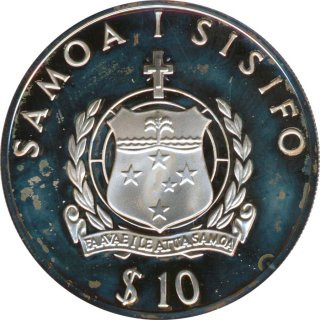 Samoa 10 Tala 1991 PP Olympiade 1992 in Barcelona - Speerwurf Silber*