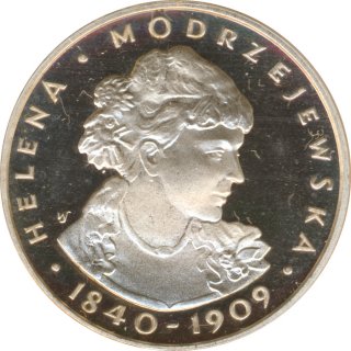 Polen 100 Zlotych 1975 PP Helena Modrzejewska Silber*