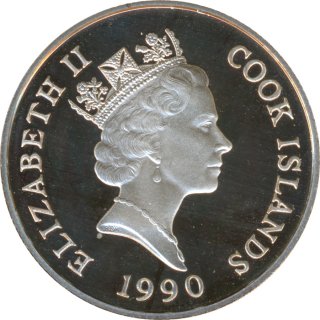 Cook Islands 10 Dollars 1990 PP Elefanten Silber*