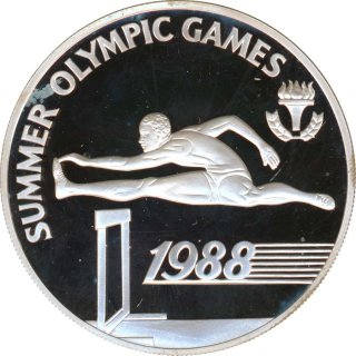 Barbados 20 Dollars 1988 PP Olympiade 1988 Seoul Hrdenlauf Silber*