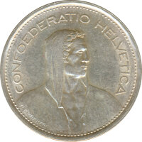 Schweiz 5 Franken 1967 B Hirtenbüste Silber*