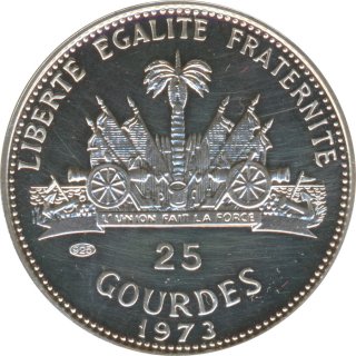 Haiti 25 Gourdes 1973 Fussball-WM 1974 In Deutschland Silber*